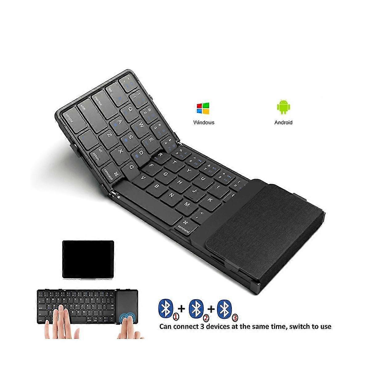 Foldable Bluetooth Keyboard -folding Wireless Keyboard With Touchpad Rechargeable Keyboard For Wind