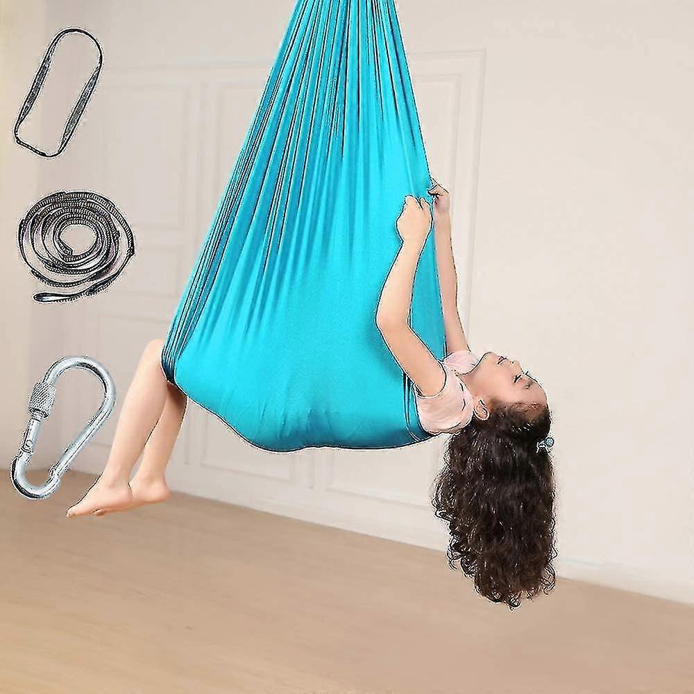 Children's Swinging Hammock,sensory Therapy Swing Hammock For 3+ Kids 100 X 280cm Light Blue