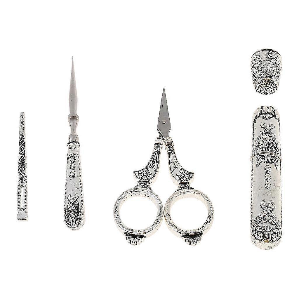 Vintage Embroidery Sewing Scissors Needle For Case Thimble Awl Threader Needlewo