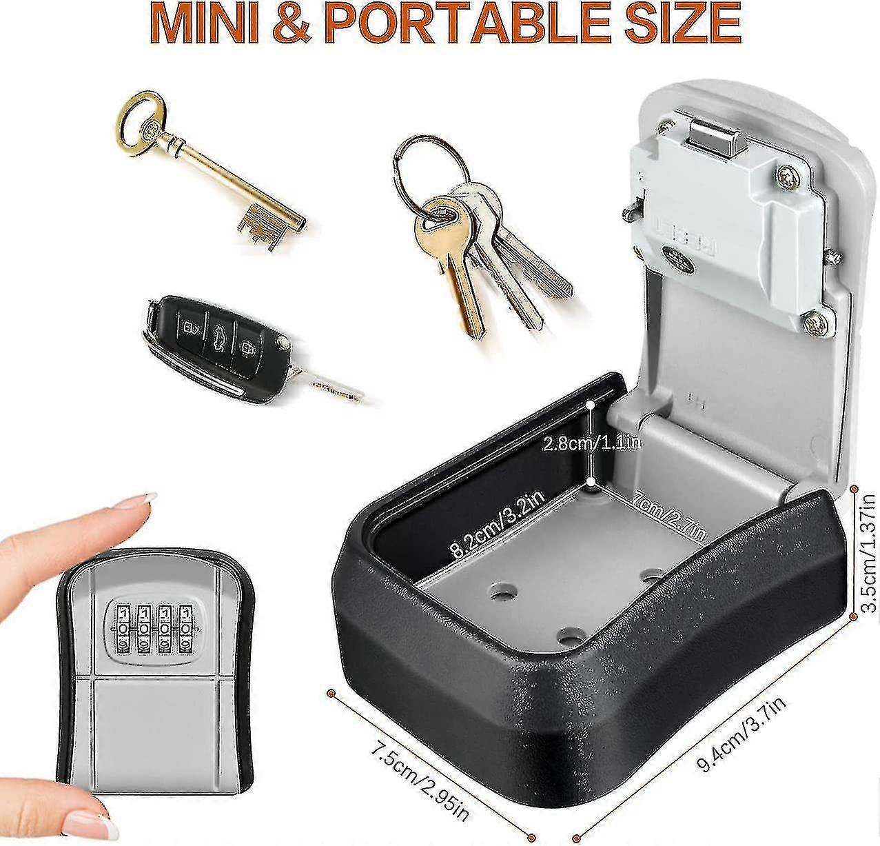 Key Box Wall Mounted Mini Outdoor Key Safe With Resettable 4-digit Code Waterproof Key Box For Home--