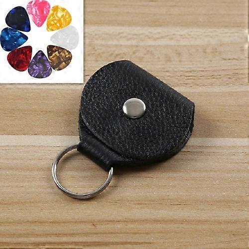 10 PCS Genuine Leather Guitar Pick Storage Bag with Key Ring