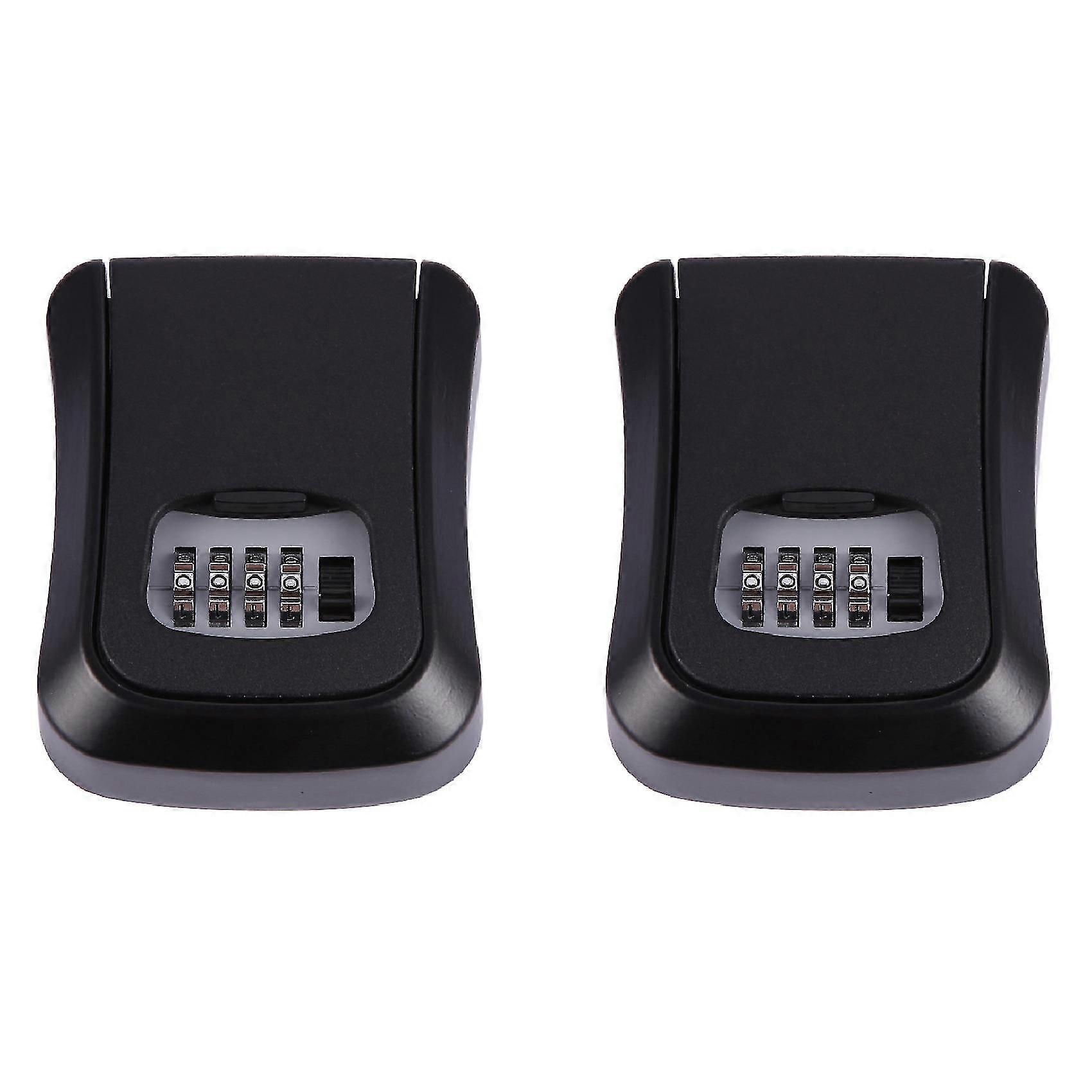 2x Black Password Key Lock Box Wall Mounted Zinc Alloy Key Box Weatherproof 4 Digit Combination Key