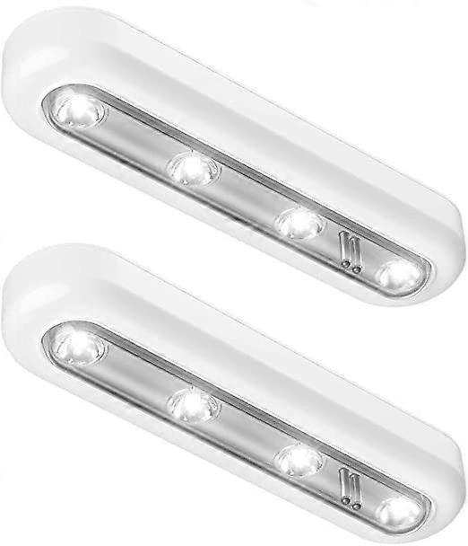 Touch Closet Lights, 2Pcs 4 LED Touch Tap Lights Stick-on Anywhere Push Lights Cordless Touch Sensor LED Lights