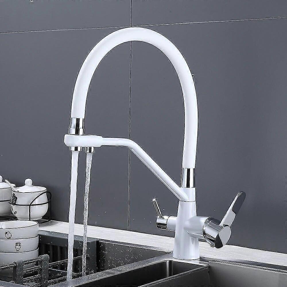 Exquisite Water Purification Kitchen Faucet Black Hot And Cold Rotating Pull Out Brass Material Sink Mixer Drinking And Washing Tap