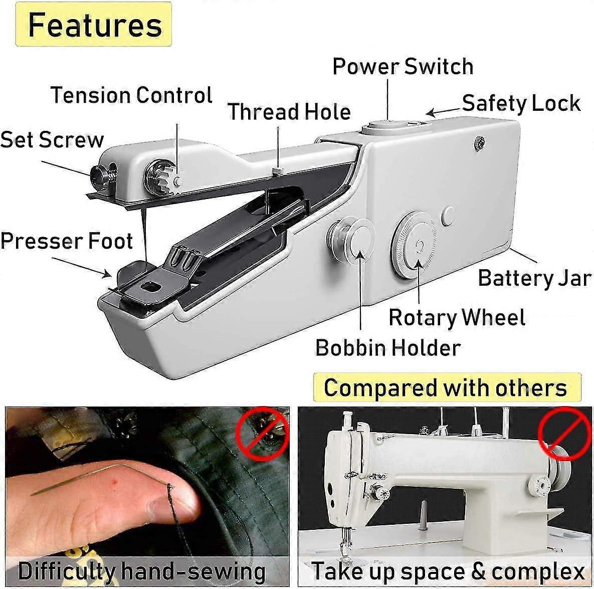 Handheld Sewing Machine, Mini Sewing Machine, Portable Sewing Machine With Sewing Needle For Beginners