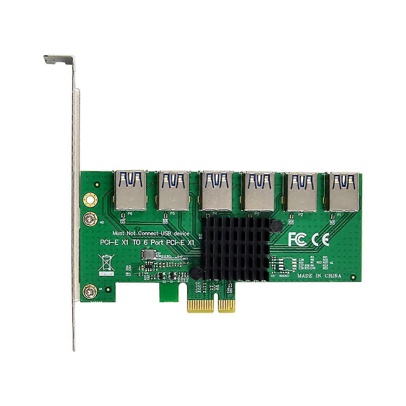 Pci-e X1 To 6-port Usb3.0 Adapter Card Sata Pcie Riser For Desktop Pc Mining