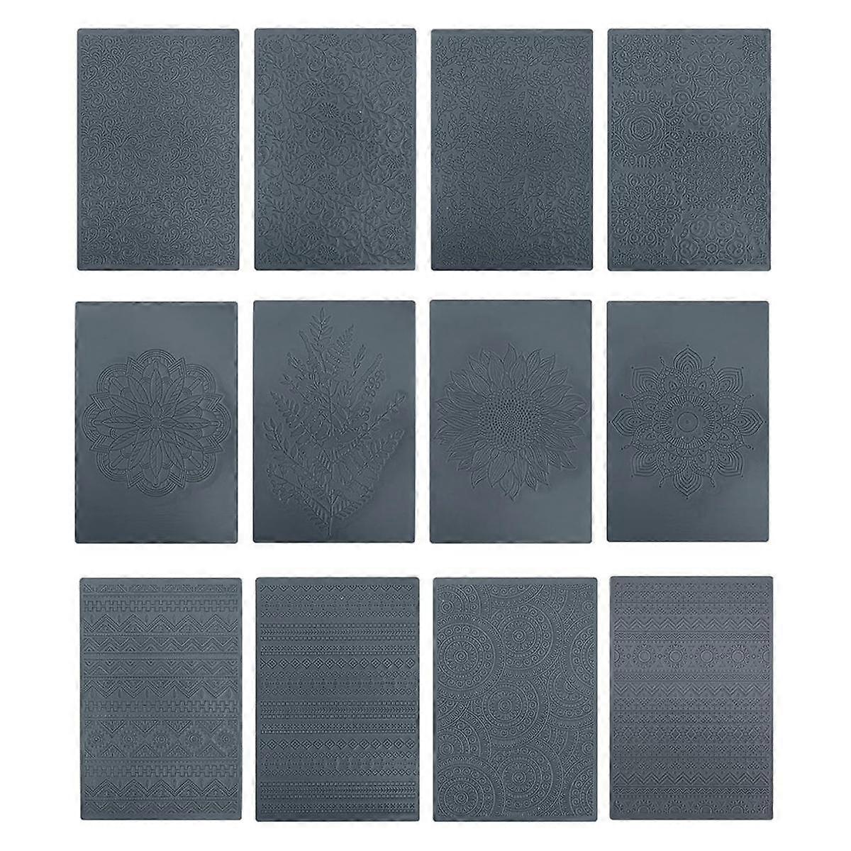 12 Boho Style Textured Mat Made of Clay Works with Polymer Clay Cookie Cutters,DIY Clay Structure f