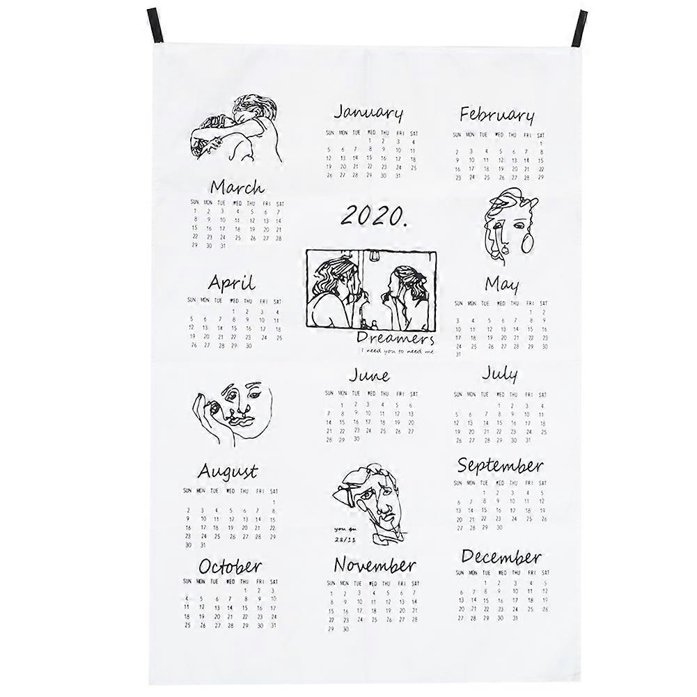 Simple Style 2020 Cotton Wall Hanging Calendar Cloth Background Decoration for Home