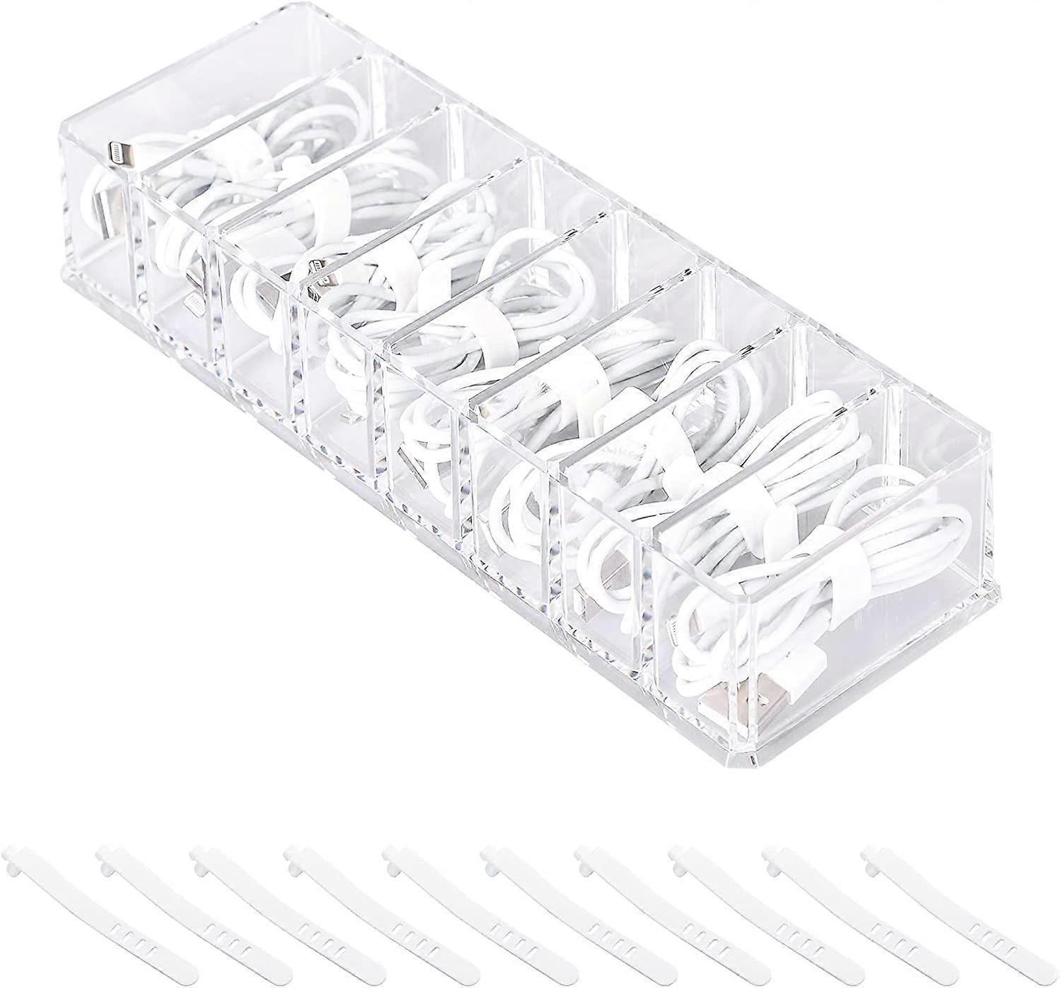 1 Pack Plastic Cable Management Box with 10 Wire Ties
