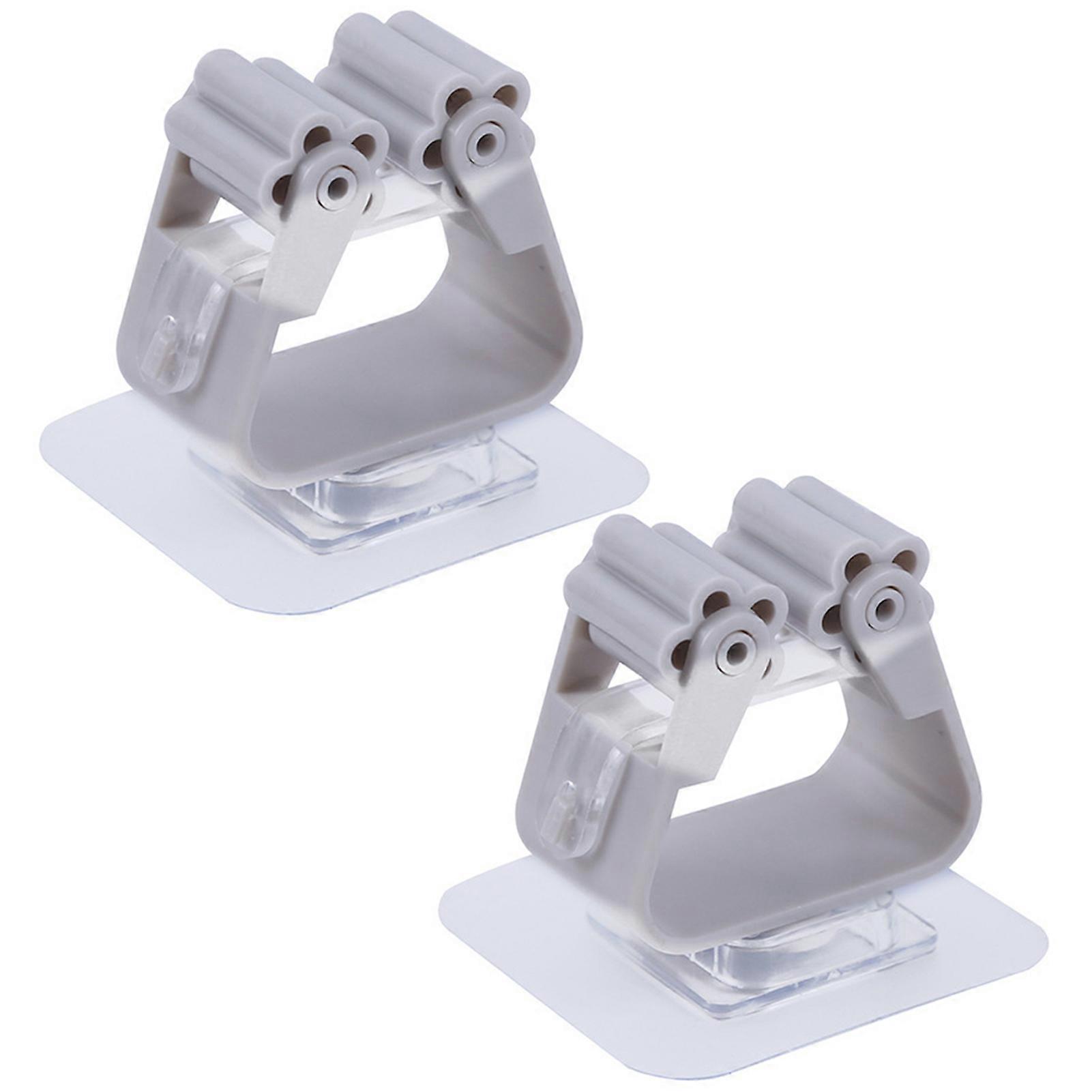 2Pcs Space Saving Mop Rack Wheel Design ABS Super Anti-Slip Mop Holder Hook for Kitchen