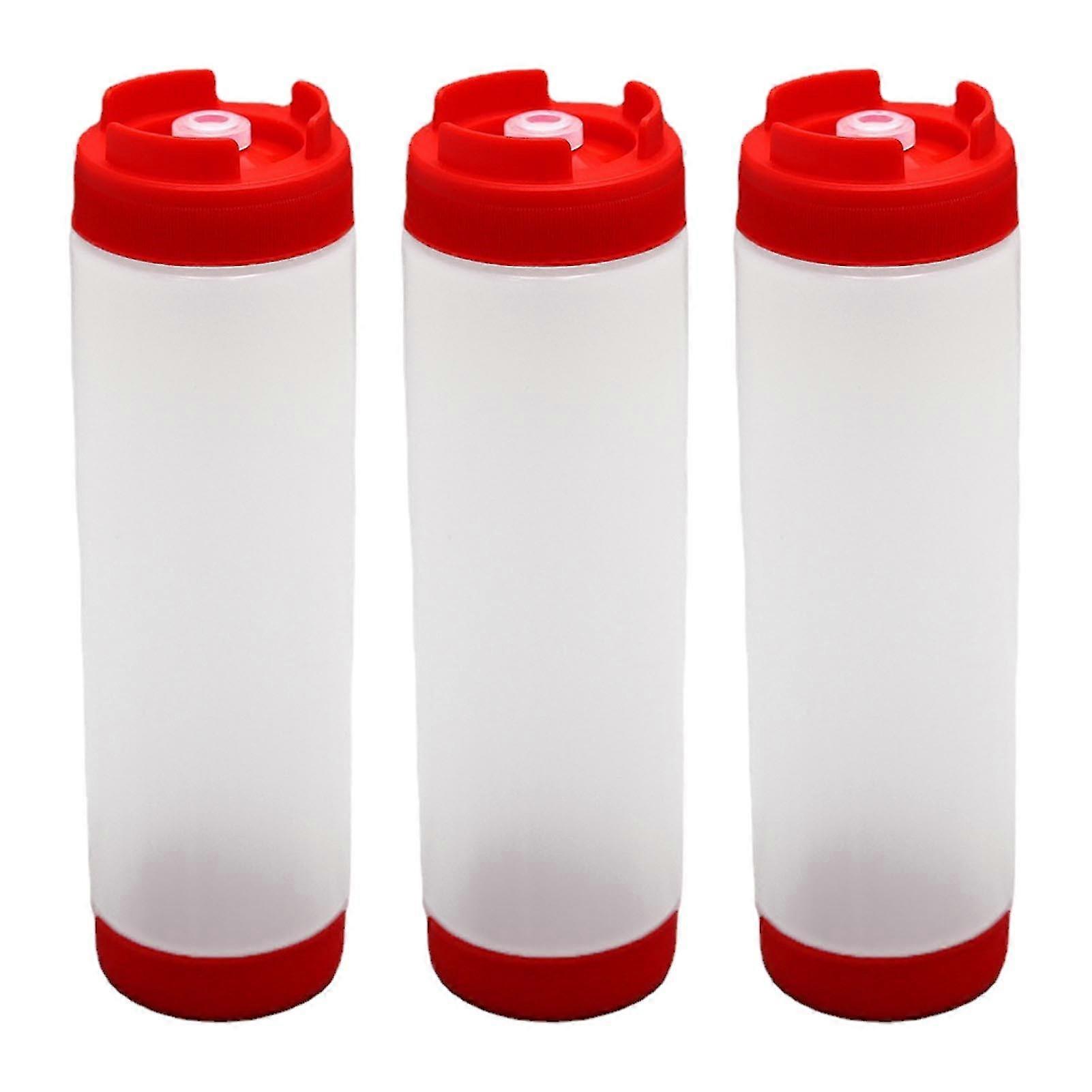 3pcs Large Valve Squeeze Bottle For Condiment Inverted Plastic Refillable Tip