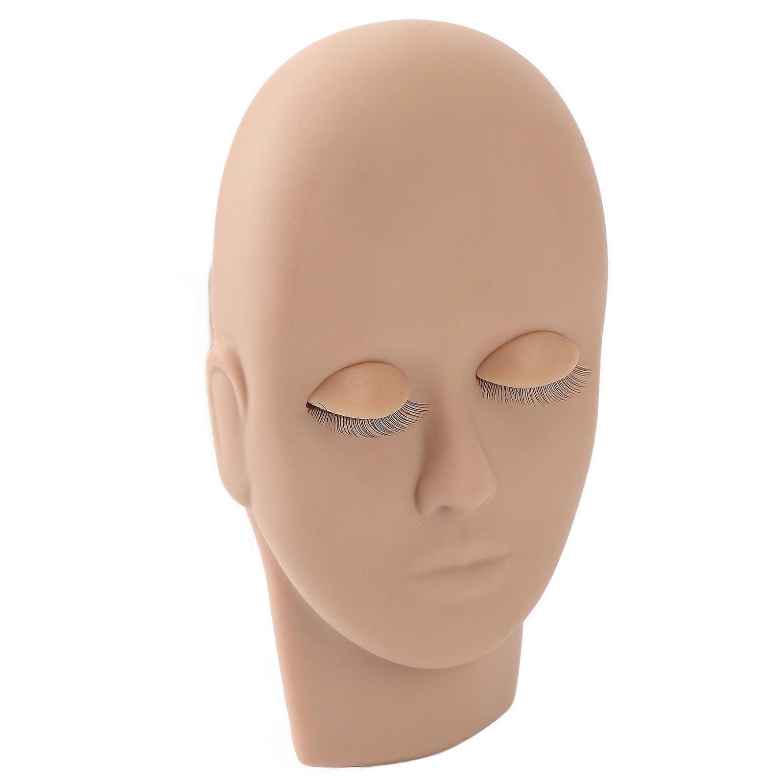 Lash Mannequin Head Reusable Soft Touch Rubber Replaced Eyelids Mannequin Head for Lash Extension Practice Light Brown