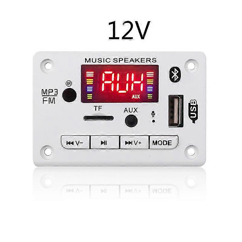 New 5v/12v Mp3 Decoder Board Bluetooth-compatible 5.0 Car Fm Radio Module Supports Fm Tf Usb Aux Recorder