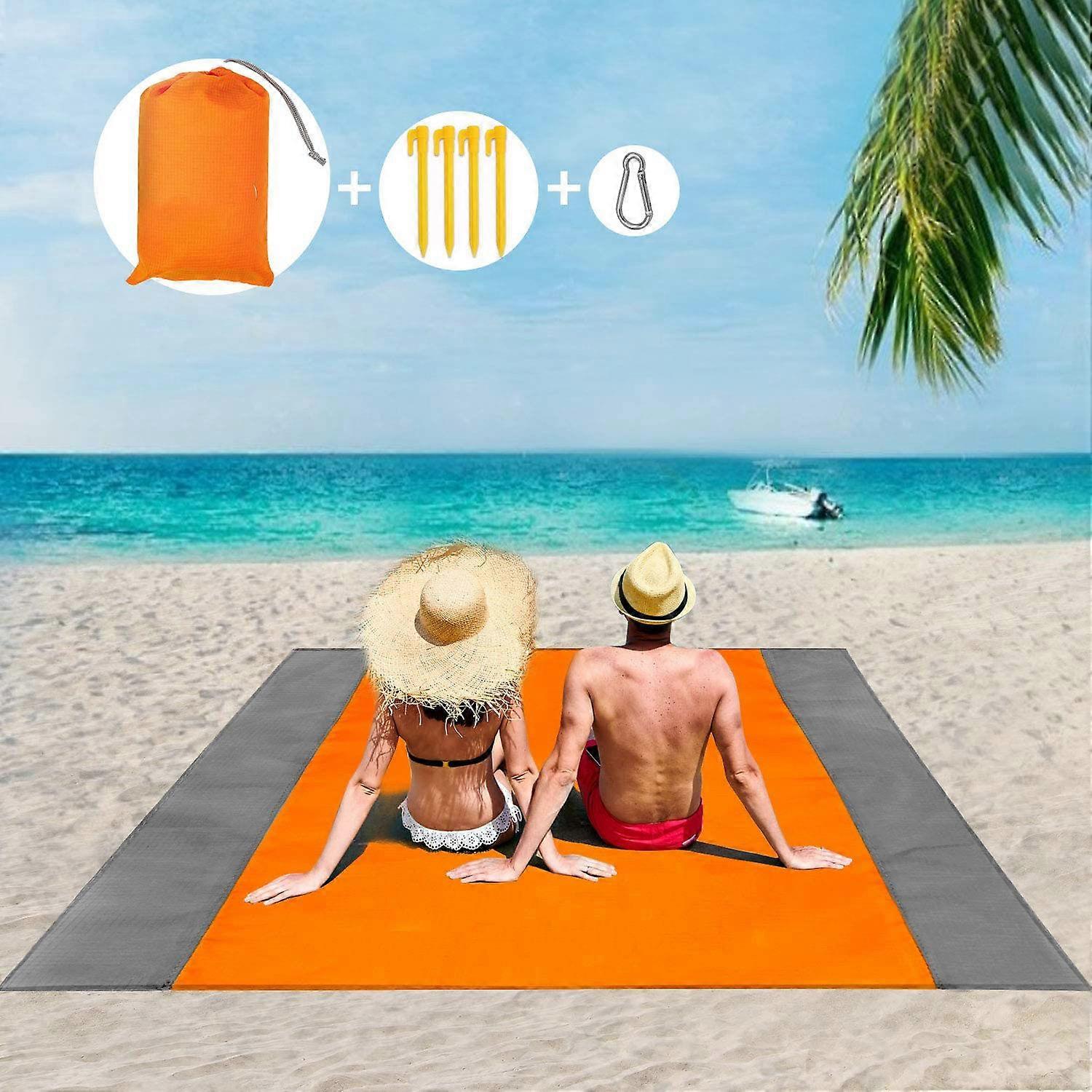 Rare pearl picnic blanket (200x210 cm), pattern: beach, orange
