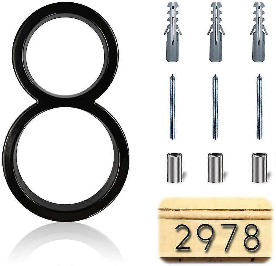 Floating House Number Modern Address Number 5 Inch, Black Floating Mount House