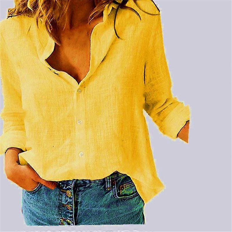 Womens V Neck Roll up Sleeve Button Down Blouses Tops