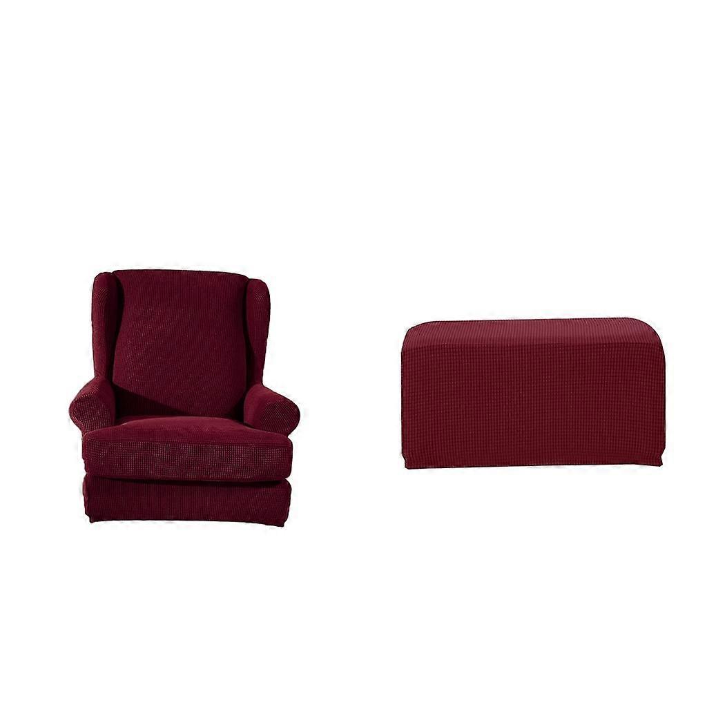 Ohrensesselbezug mit Fußstütze Hocker Ersatzbezug Weinrot