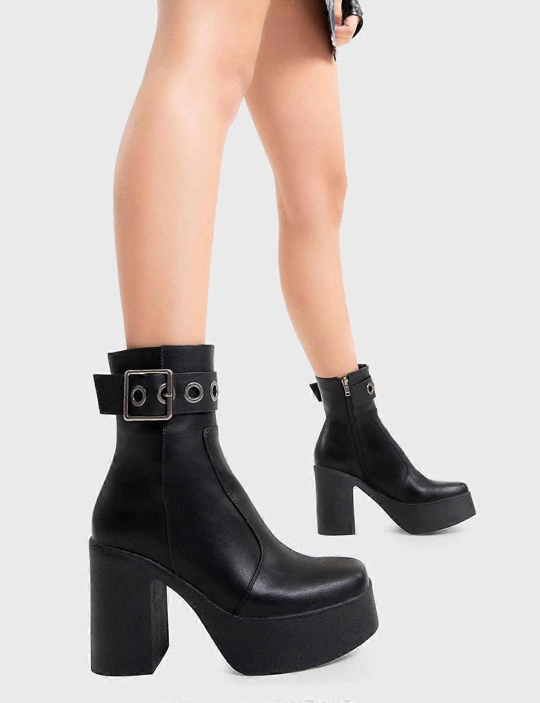 Lamoda Pluto Platform Ankle Boots - LMF 2319 - BlackPU - UK5
