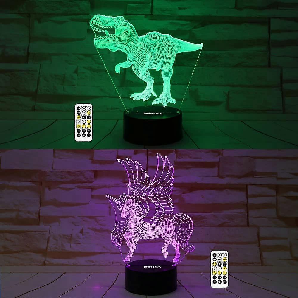 SBSG T-Rex 3D Night Light & Unicorn 3D Night Light