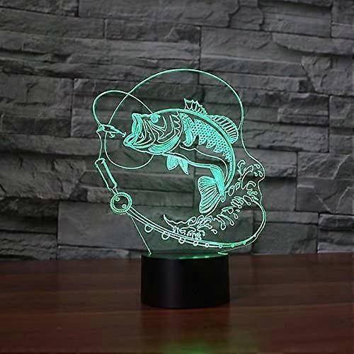 3D Fish Night Light Illusion Lamp 7 Color Change LED Touch U