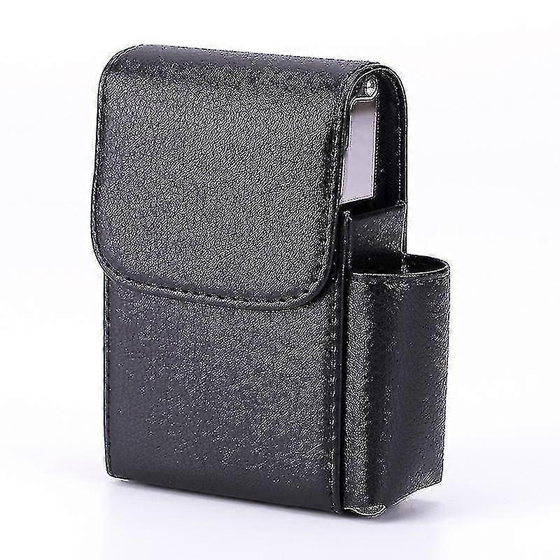 Pu Leather Sliding Cigarette Box Case Stainless Steel Cigarette Case With Lighter Holder And Belt Loop For Men