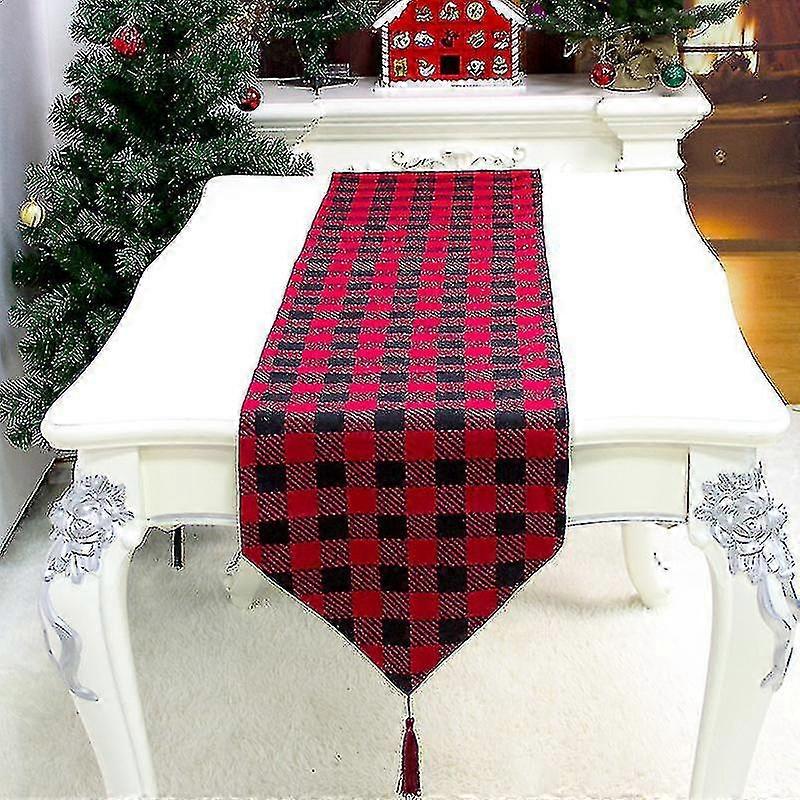 Table Runner Red And Black Plaid Table Runner For Christmas Dinner, Lumberjack Party