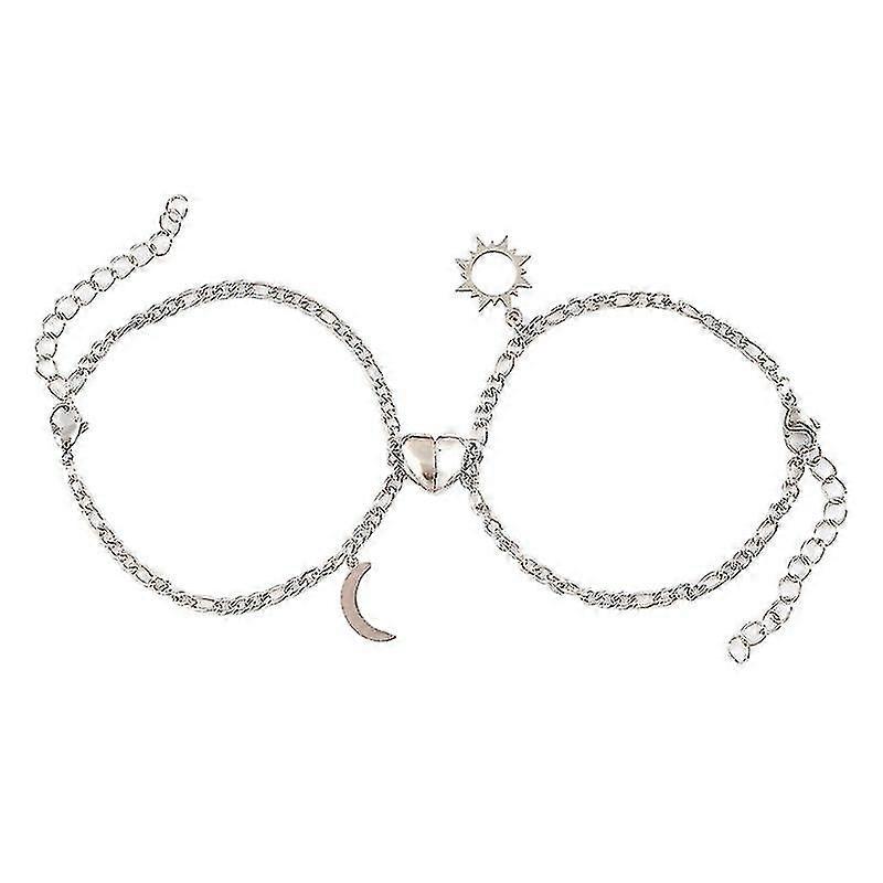女の子のための2個の関係一致するブレスレットサンムーンマグネットチャームチェーン