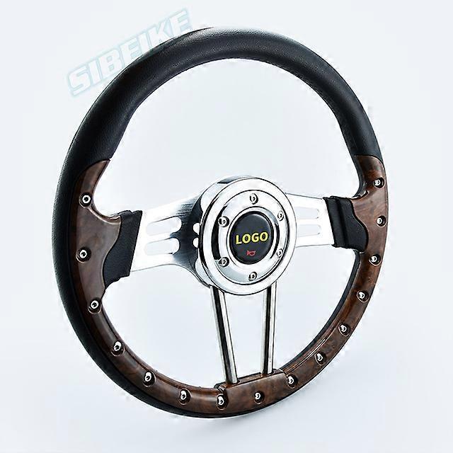 Universal 350mm Car Steering Wheel Wood Grain Classic Sport Car Wheels Vintage Style - Steering Wheels & Horns