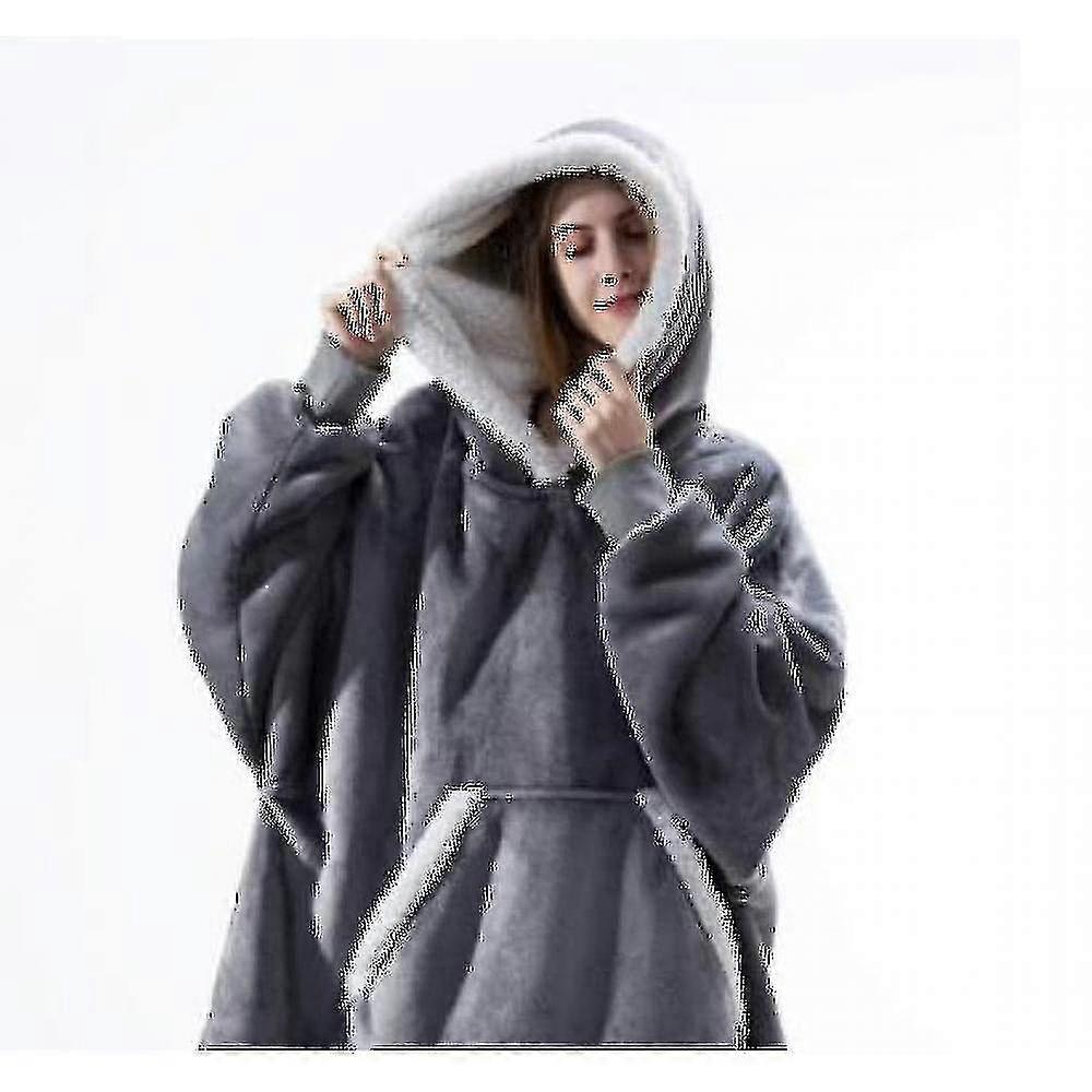 Kvinders tykke pyjamas Bærbar lam fløjl doven tæppe hjem Casual plys sweater med hætte t