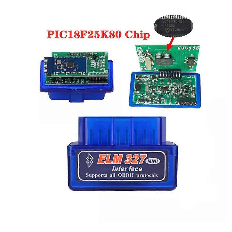 Best Quality Bluetooth 2PCB ELM327 V1.5 PIC18F25K80 Chip Car OBD2 Interface Code Reader Works on Android Scan Tool