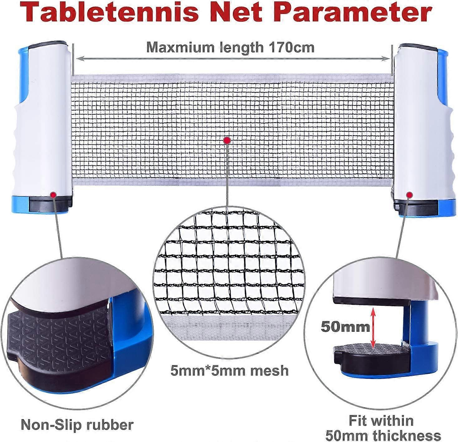 Retractable ping pong net with stand, perfect for ping pong table, desk, kitchen or dining tableblue