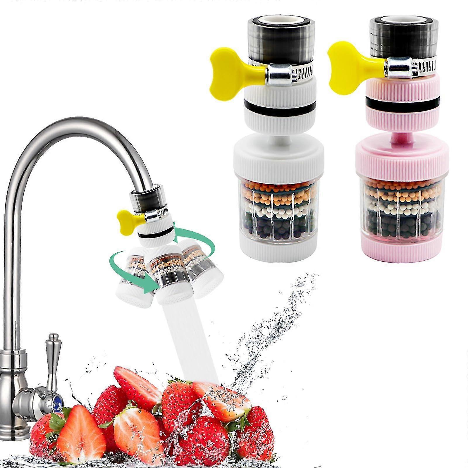 2 Pcs Water Tap Filter, 360Rotating Activated Carbon Kitchen Tap Filter, Removes Chlorine Fluoride Heavy Hard Water Softener -GSLA ZD Q