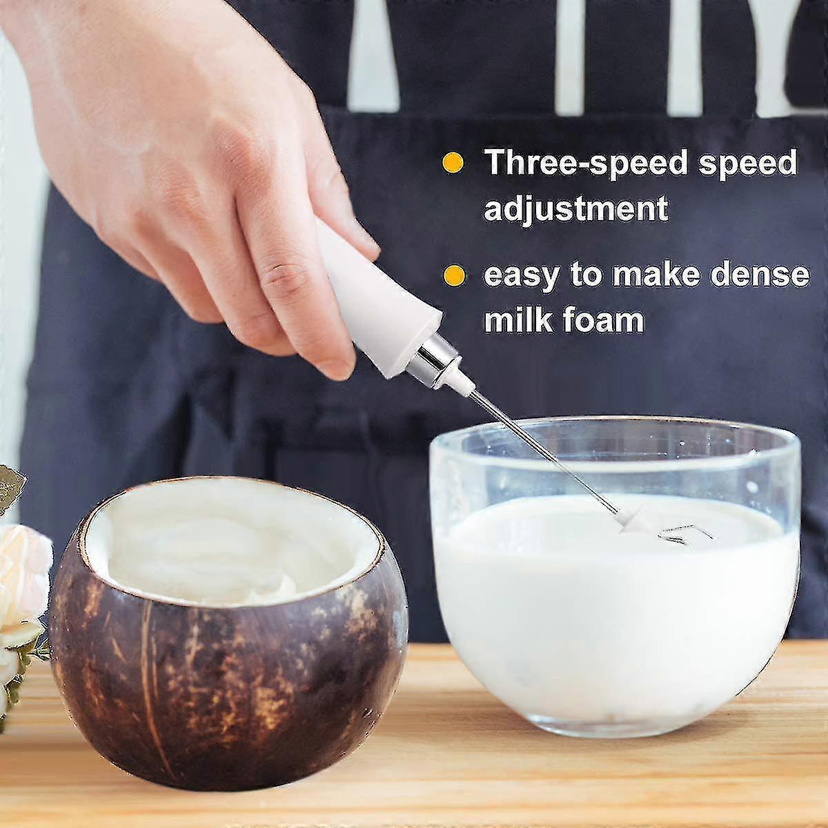 Milk Frother Handheld, 3-speed Usb Rechargeable Electric Whisk, Mini Foamer, With 3 Stainless Whisks Perfect For Bulletproof Coffee,lattes,cappuccino