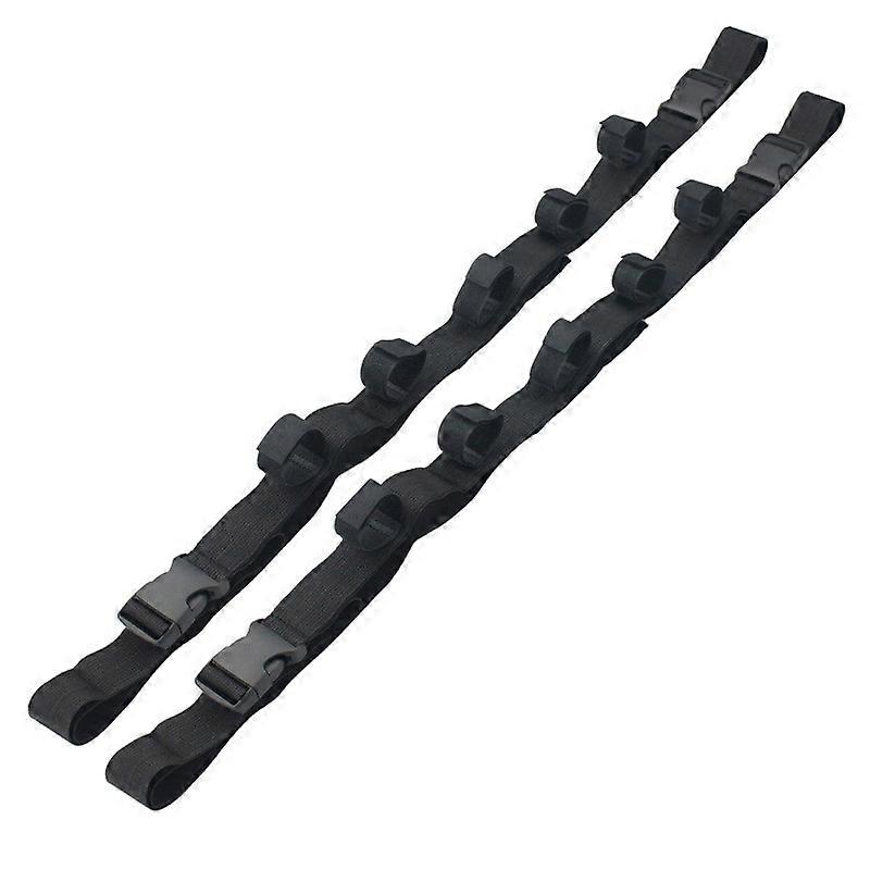 2pcs Vehicle Fishing Rod Holder, 5 Rod Capacity Heavy Duty Nylon Adjustable 43-60 Inch Car Rod Carrier, Fishing Pole Rack Belt Strap For SUVs Trucks V