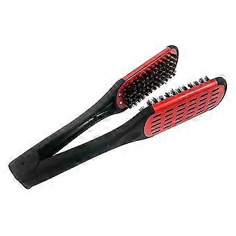 Bristles Clamp Hair Straightener Brush Comb Hair Detangler Brush Hair Styling Tool Double Sided Brush