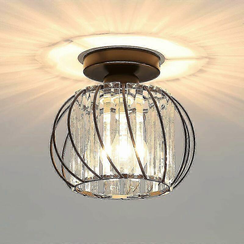 Modern Crystal Ceiling Light E27 Led Ceiling Light Mini Crystal Chandelier(Black)