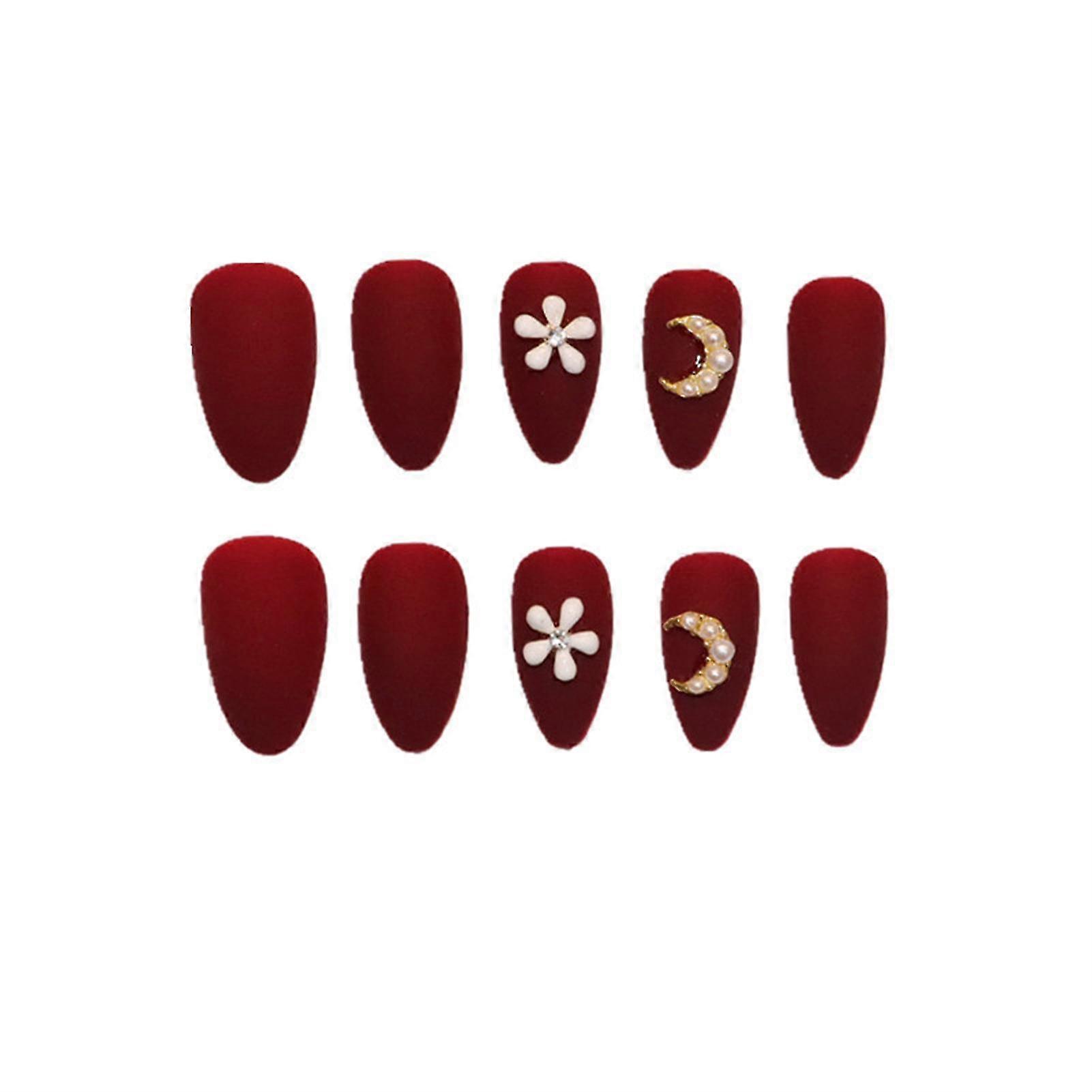 24pcs Rojo Mate Usar Estilo De Párrafo Corto Moda