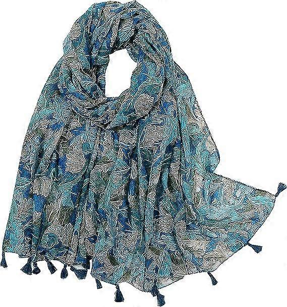 Dame Skjerf Lett - Damer Bomull Lin Skjerf Dusk Blomster Mønster Lange Skjerf For Vår Høst Vinter