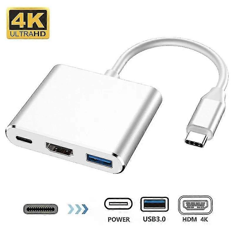 3 In 1 Type C To 4k Hdmi-compatible Usb 3.0 Charging Adapter Usb C Hub Usb 3.0 Dock Station Splitter For Laptop Macbook Air Pro