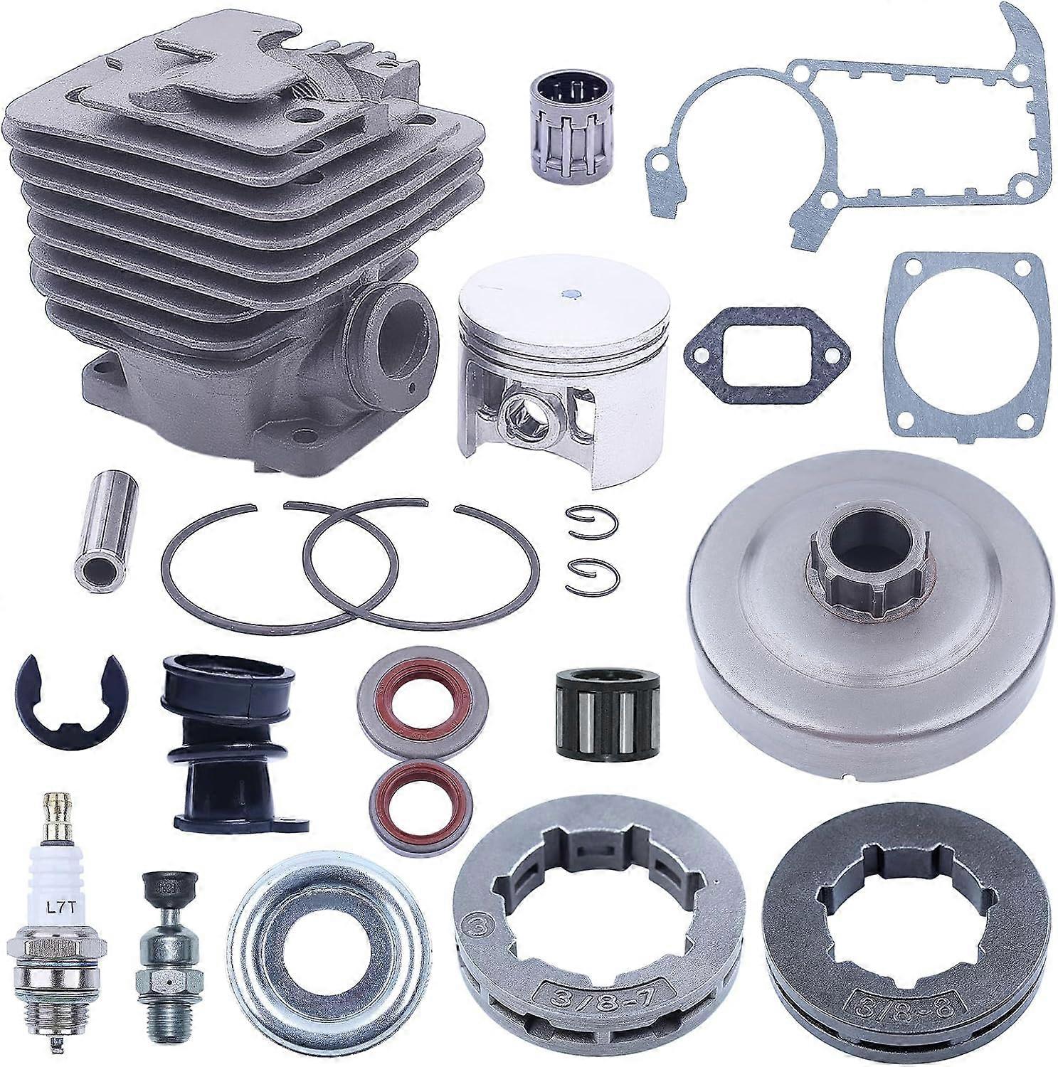 49mm Cylinder Piston Kit for Stihl MS361 Chainsaws Replacement Parts with Clutch Drum Rim Sprockets Needle Bearing Spark Plug Gasket Set Decompression