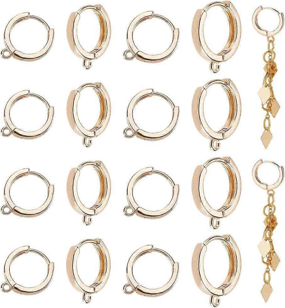 20 Pcs 2 Sizes Leverback Earring Hooks French Hook Ear Wire Earwire Open Loop Round Leverback Hoops for Earring Making Findings Real 18K Gold Plated D