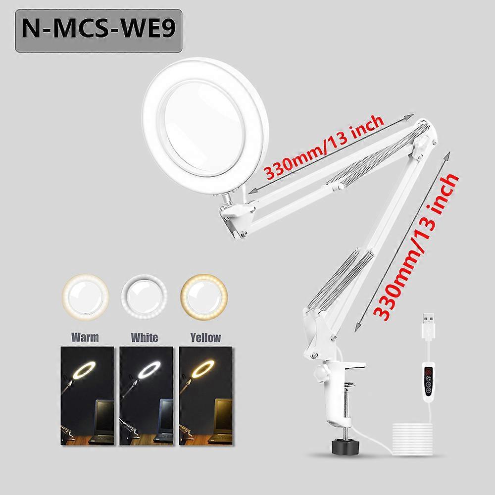 Ewing KU Desk Lamp with Table Clamp, 5X Folding Magnifier with 72 LED Lights, Adjustable Arm for Reading, Working, Beauty, Manicure, Welding