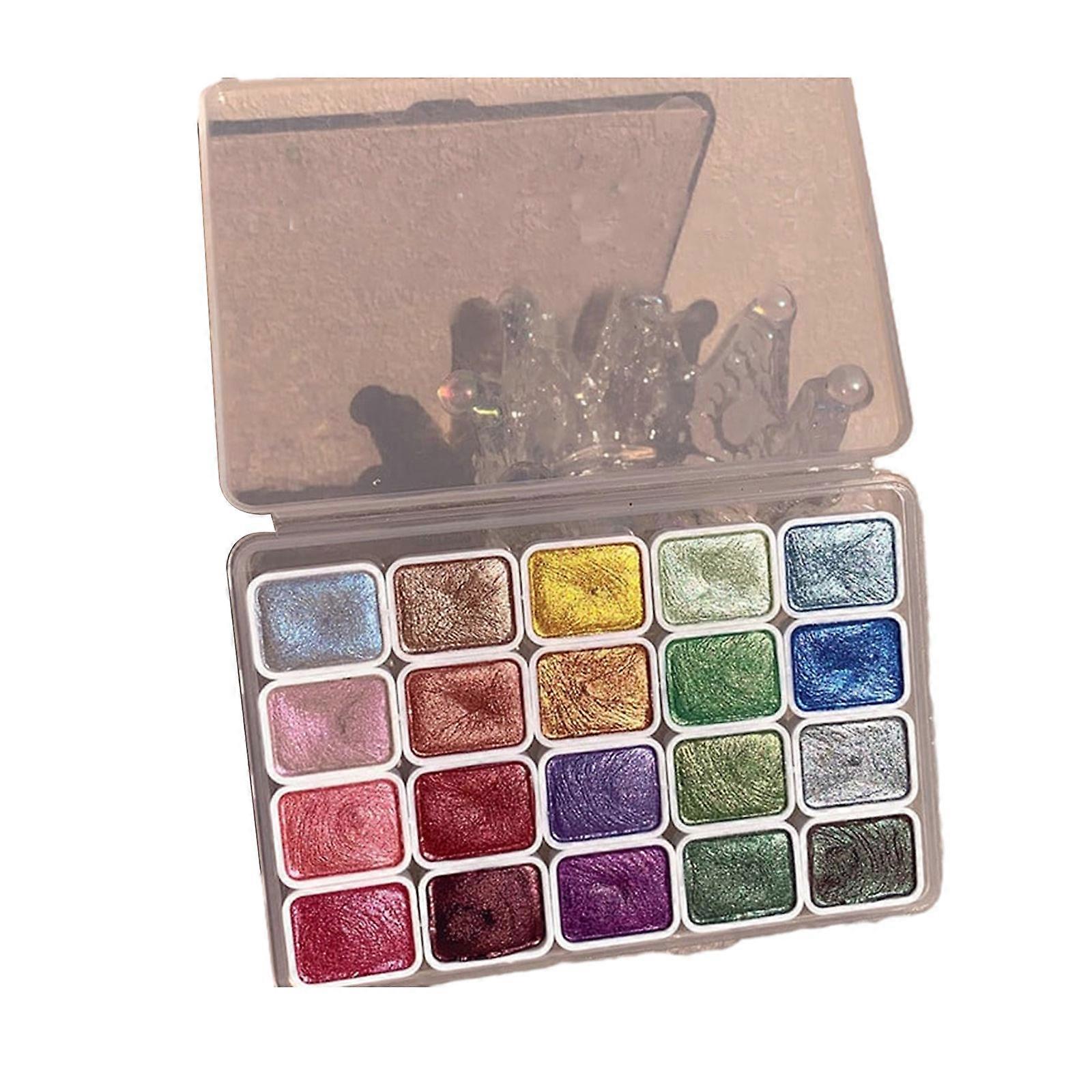 20 Color Iridescent Shimmer Non-Toxic Watercolor Paint Set With Brush For Gift