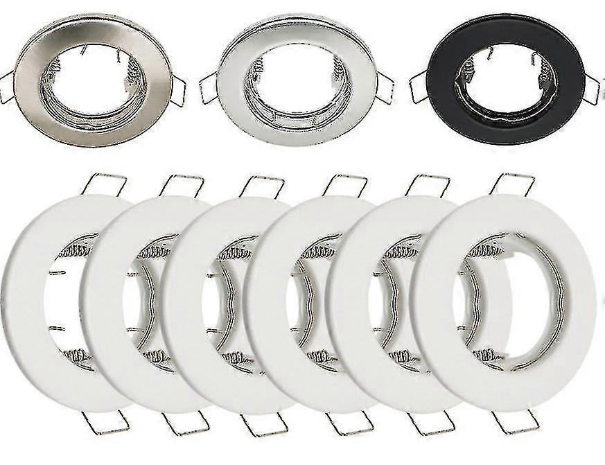 Set Of 10 Gu10 Spotlight Frames Set, Round White Recessed Mounting Frame