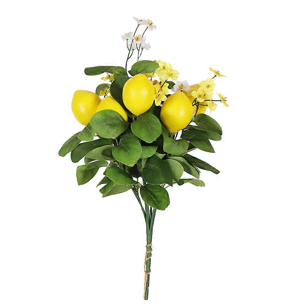 Artificial Lemon Branch Lemon Decor With Green Leaves Fake Lemon Bouquet