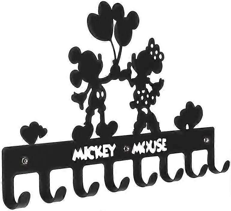 Rack with 8 hooks | Wall coat rack made of metal | Wall key hook | Wall peg | Keychain organizer for entry area (Mickey Mouse balloon)