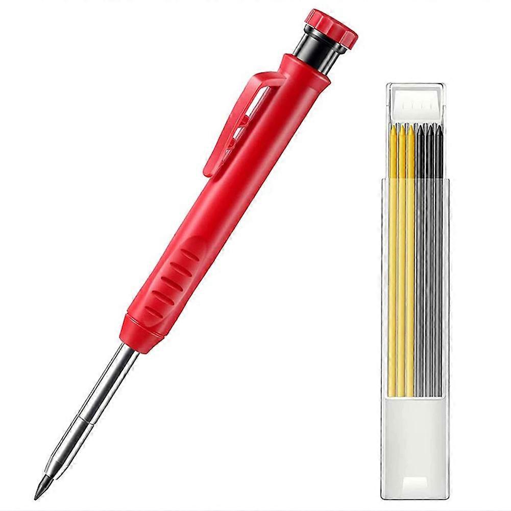Solid Carpenter Pencil Set With 1box Lead Built-in Sharpener  Deep Hole Pencil Construction Woodworking Marker Tool