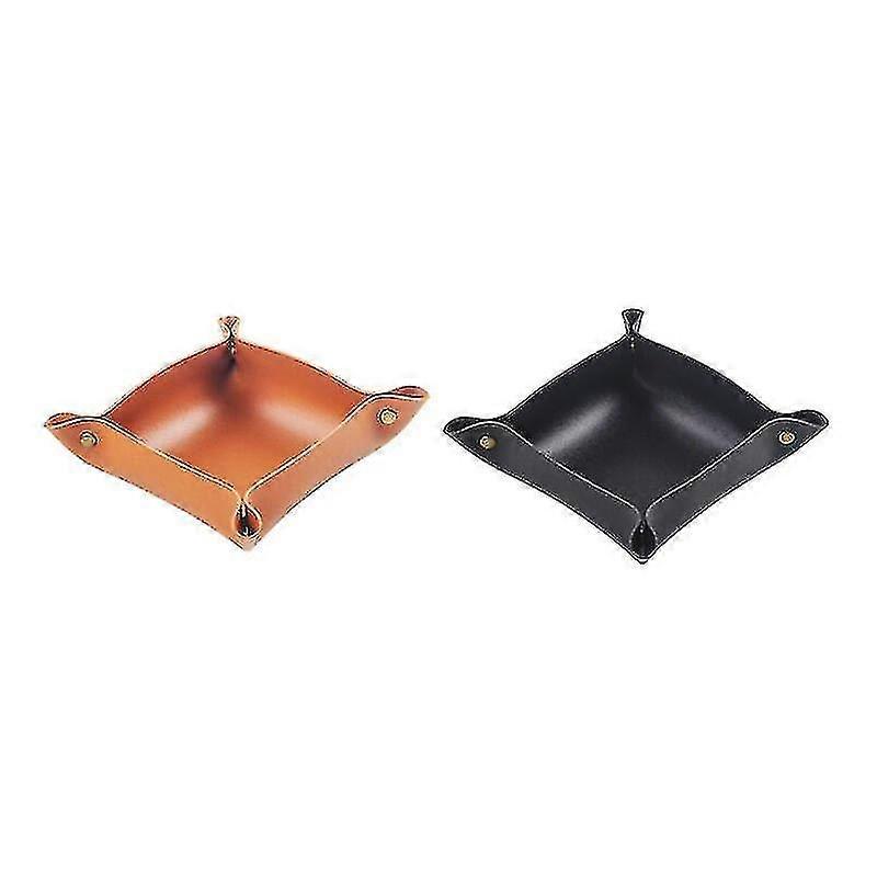 Leather Neat Tray, Key Storage Tray, Coin Storage Box, Keys, Wallet, Phone And Desk 2 Pieces