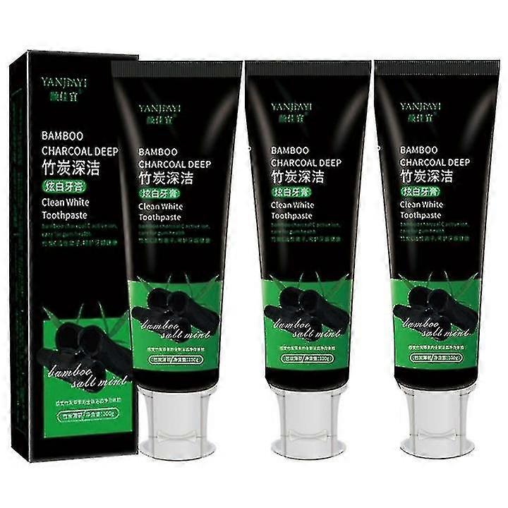 1-3pcs Bamboo Activated Charcoal Toothpaste Teeth Whitening Fluoride Free100g