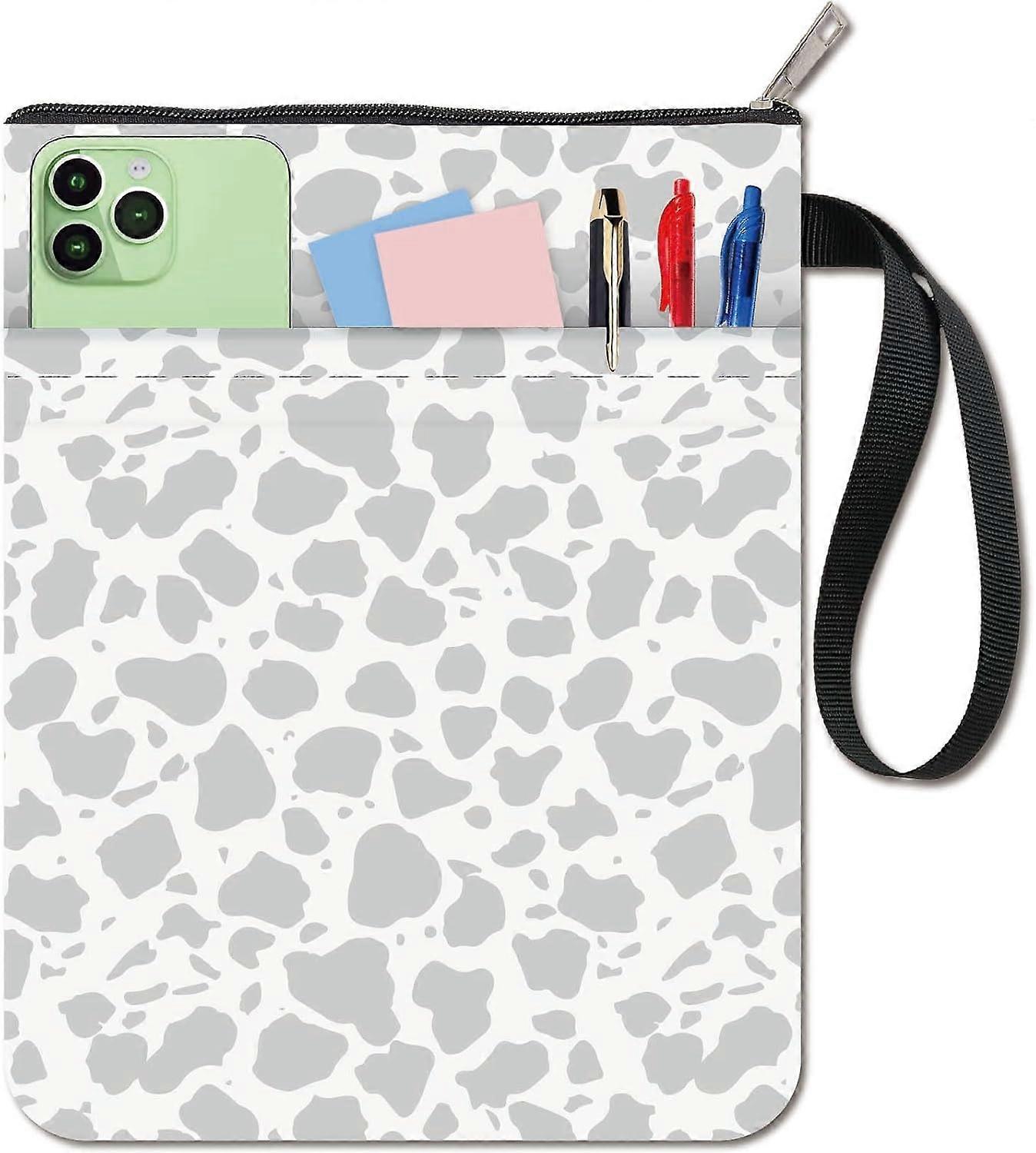 Leopard Print Book Covers White Book Sleeve Book Protector for Paperbacks Washable Fabric Cloth Book Cover with Zipper and Extra Sleeve Pocket for Boo